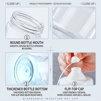Fournisseur de services tout-en-un, biberon pour bébé en PET de 350 ml avec bouchon en PP, tétine en forme de U jetable, pour les angles inférieurs à 60 degrés °