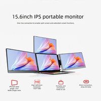 Moniteur portable à trois écrans de 15,6 pouces, connexion Type-C, Full HD 1920x1080, panneau IPS, luminosité 280 cd/m², fréquence de rafraîchissement 60 Hz