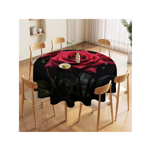 Recyclable Luxurious Black White Floral 100% Cotton Embroidered 6ft Tablecloth for Weddings Quick Dry Lightweight Eco Friendly - Product Image 5