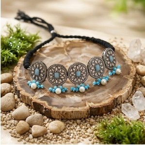 Traditional Gold Plated Copper & Brass Long Necklace Jewelry Set for Women Ethnic Statement Boho Tribal Wedding Party - Product Image 3