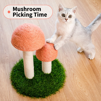 Arbre à chat en peluche vert en gros avec plateforme tournesol, lit rond pour chat et jouet pompon pour chats d'intérieur et chatons, en bois et sisal