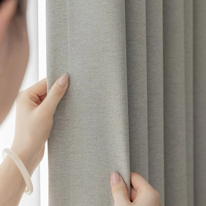 Kain gorden Linen poliester gelap tinggi, kain tirai warna abu-abu muda untuk ruang tamu Hotel kamar tidur jendela - Product Image 1
