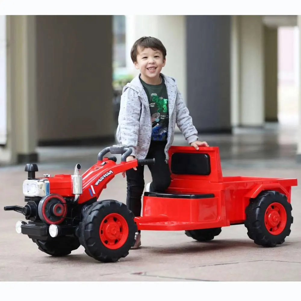 シミュレーションホイールベルトとハンドクランク付きの子供用電気自動車トラクター