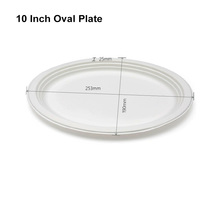 Assiettes jetables ovales 10-12 pouces en pulpe de bagasse de canne à sucre 100% compostables, compatibles micro-ondes et congélateur, biodégradables