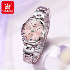Montre à quartz lumineuse de luxe en acier inoxydable avec logo personnalisé OLEVS 3668 pour femmes étanche calendrier dame sport caractéristiques de la mode - Product Image 3