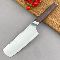 Lot de 2 couteaux de cuisine chinois en acier inoxydable composite, couteau Santoku, couteau utilitaire, couteau de chef pour femme, couteau à poulet avec manche en bois