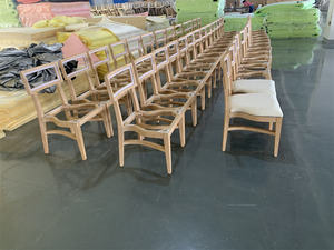 Chaise de café en bois, chaise de salle à manger nordique moderne en bois massif tissé en osier chaise de salle à manger en rotin de canne - Product Image 3