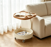 Table basse de salon sur pied, mobile, avec structure en bois durable, design moderne et minimaliste, écologique, avec rangement décoratif latéral