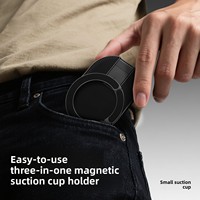 Support de téléphone multifonctionnel 3-en-1 rotatif et pliable avec ventouse magnétique et poignée flexible pour bureau et ordinateur portable
