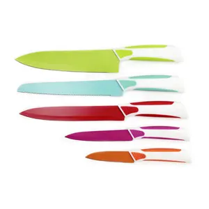 8 Inch Knives Customized Assorted Color non-Stick Blade Kitchen Knife Set PP TPR Handle