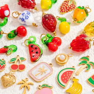 Colgantes con Forma de Fruta para la Creación de Joyería DIY |   Cherry, sandía, fresa, piña, plátano, coco, etc. chapados en oro de 18 quilates con PVD - Product Image 4