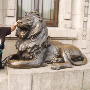 Ngoài trời Vườn trang trí nội thất cuộc sống Kích thước đánh bóng Bronze ngồi sư tử điêu khắc - Product Image 5