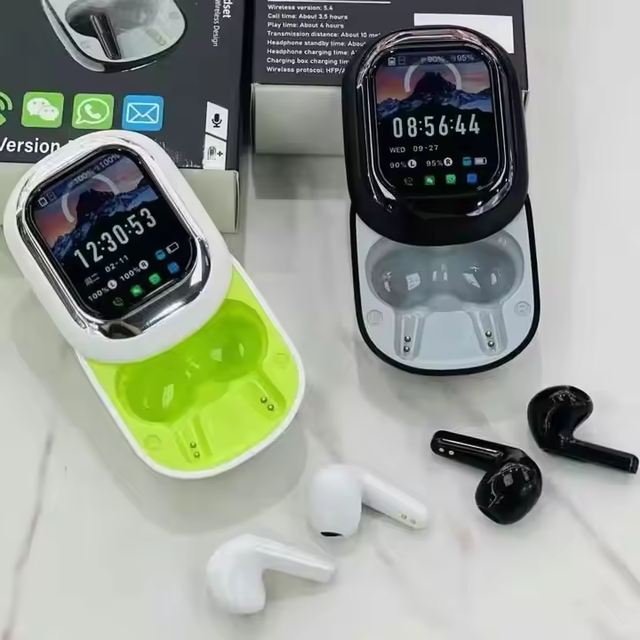 SE-ONE Earphone ANC ENC LCD Full Screen Wireless Earbuds Noise Cancelling HD Display With Touch Control Game Earphone PK A9 Pro