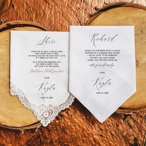 Pañuelo de algodón de bambú de alta calidad, bordado suave, personalizado, con borde de encaje, <span class=keywords><strong>para</strong></span> novio de boda - Product Image 2