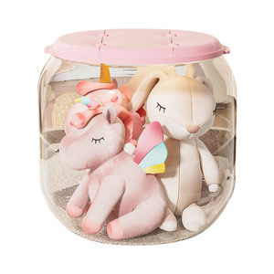 Storage <b>Stool</b> Transparent Plastic Round Toy Organizer For Kids Multi Size Color Options - Product Image 5