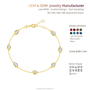 Bracciale Minimalista con Diamante Coltivato in Laboratorio Certificato IGI, Taglio Ovale, Montatura a Castone in Oro 14K, OEM&ODM, by the Yard - Product Image 1