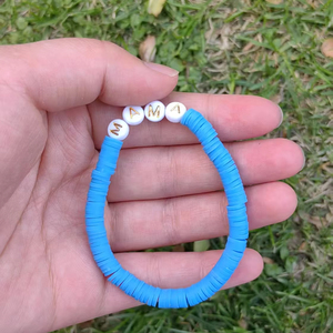 Unique <strong>Personalized</strong> Heishi Bead <strong>Bracelet</strong> Custom <strong>Name</strong> <strong>Bracelet</strong> Handmade MAMA Elastic Polymer Clay Beads <strong>Bracelet</strong> for Gift - Product Image 1