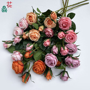 Roses artificielles en soie, fleurs faites à la main, style naturel, bouquet de mariage, décoration, 6 têtes, bords frisés - Product Image 1