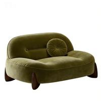 Nouveau Canapé Modulaire Petit 2 Places en Tissu Floqué Effet Nuage Crème Style Italien 2026, Rembourré en Éponge, Luxe Léger