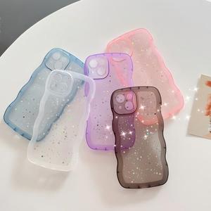 Funda Transparente Suave con Borde Ondulado y Purpurina de Resina para iPhone 17 Pro Max, Compatible con iPhone 16 Pro, 15/14 - Product Image 1