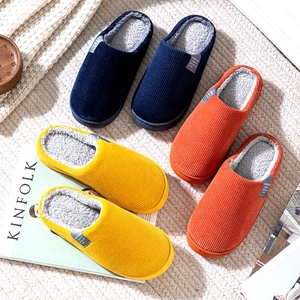 Otoño Invierno algodón para zapatillas mujeres forro polar antideslizante parte inferior amortiguación cálido uso en el hogar versiones de pareja de hombres - Product Image 2