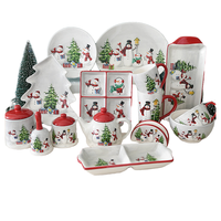 Individuelles Weihnachtsbaum-Geschirrset aus Porzellan, Weihnachtsgeschenk-Tafelservice, Keramik-Weihnachtsgeschirr-Set