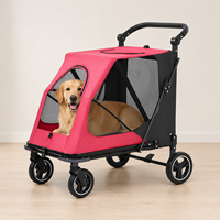 Poussette pour grand chien, capacité 80 kg, cadre renforcé, 2-en-1, pousser/tirer, pliable, pour grands chiens, extérieur, vente en gros OEM