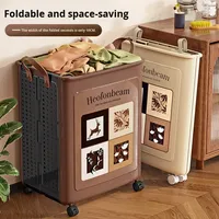 Organisateur de linge pliable vintage en PP durable avec roulettes, grande capacité, panier à linge sale pour les vêtements sales et les jouets