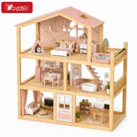 Maison de poupée en bois de style nordique avec mobilier complet, maison pour chiot, escalier, figurines de famille, jouet de jeu d'imitation pour enfants W06A773