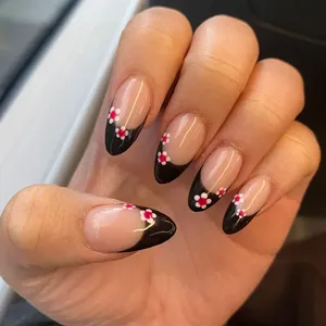 24 <span class=keywords><strong>Uñas</strong></span> <span class=keywords><strong>Postizas</strong></span> Negras Puras, Forma Almendrada, Estilo Y2K, Modernas y Elegantes, Manicura Reutilizable, <span class=keywords><strong>Uñas</strong></span> Falsas <span class=keywords><strong>para</strong></span> Chicas Atrevidas, <span class=keywords><strong>Uñas</strong></span> a Presión - Product Image 4