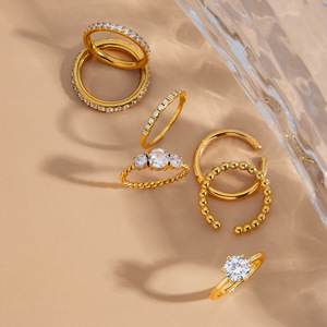 Fashion <b>Rings</b> <b>Gold</b> Tone Zircon Inlay Adjustable For Women Gift Jewelry <b>Set</b> - Product Image 4