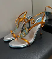 Sandales d'été de luxe personnalisées pour femme, style chic français, avec brides en strass, bout rond vintage, talons pour femme