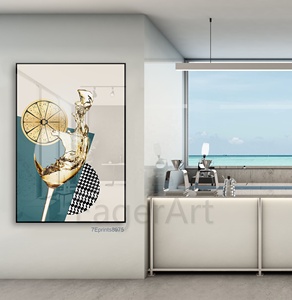 Pintura de resina de cristal de vino abstracto dorado, <span class=keywords><strong>estilo</strong></span> de lujo, impresiones acrílicas UV, imagen de pared moderna, decoración del hogar - Product Image 2