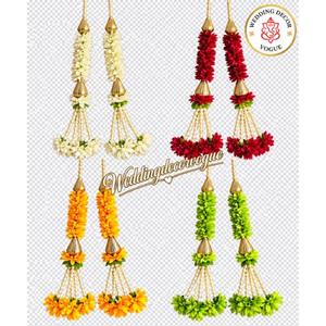 Décoration suspendue Latkan de fleurs artificielles haut de gamme avec fleurs en tissu indien traditionnel, perles et pompons pour Mandap de mariage - Product Image 3