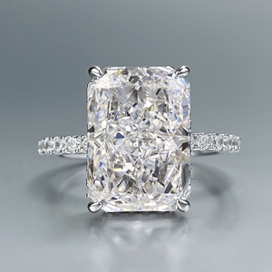 925 <span class=keywords><strong>bague</strong></span> de fiançailles en argent Sterling luxe 9*13mm Rectangle grande <span class=keywords><strong>bague</strong></span> en <span class=keywords><strong>diamant</strong></span> pour femmes bijoux femmes anneaux mariage bijoux fins - Product Image 1