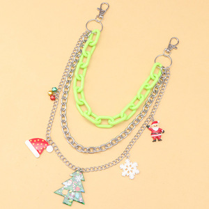 Chaîne de taille Hip Hop multicouche en acrylique et métal avec pendentif de Noël, chaîne de corps unisexe tendance - Product Image 6