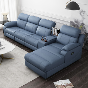 Sofá Moderno de Piel de Vacuno de Primera Capa, Multifuncional, en Forma de L, Reclinable, Modelo 6882-42, para Sala de Estar - Product Image 5