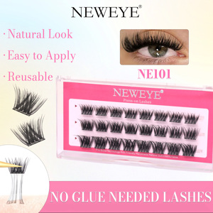 Wholesale 3 -Row Strong Hold Glue Free <strong>False</strong> <strong>Eyelashes</strong> 10-14mm D Curl 3D <strong>Effect</strong> No Glue Needed Self-Adhesive Lash Extension - Product Image 2