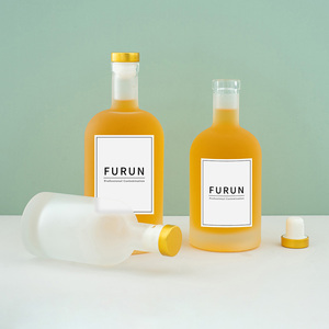 Bottiglia di <span class=keywords><strong>Vetro</strong></span> Smerigliato Rotonda Personalizzata per Vodka, Whisky, Liquori e Vini, 100ml 200ml 375ml 500ml 750ml 1000ml, con Scatola - Product Image 4