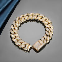 Nouveauté Bracelet en cuivre et zircon, bijoux tendance style hip-hop, bracelet entièrement en zircon et doré, adapté aux bracelets pour hommes