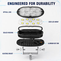 Lampe de travail LED ovale 4,5 pouces 26W 9-32V IP68 étanche 3600LM haute luminosité pour extérieur, tracteur, agricole, camion, exploitation minière, route