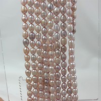Perles d'eau douce naturelles Odin 9-10 mm, qualité AA/A, perles de forme riz violettes, chaîne de perles pour la fabrication de bijoux