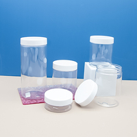 Pot en plastique biodégradable 100ml 120ml 200ml 250ml 500ml, pot en PET transparent à large ouverture, pot en plastique pour bonbons avec couvercles en plastique