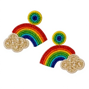 Pendientes de tuerca con cuentas hechos a mano, de nuevo diseño, personalizados, inspirados en plumas y lentejuelas, de aleación de zinc, para niños, con diseño de águila romántica, para fiestas y festivales - Product Image 4