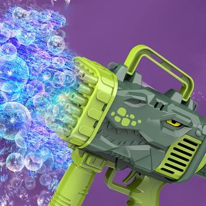 Machine à bulles 32 trous, pistolet à bulles, lanceur de fusées dinosaure, lumière de charge, machine à bulles électrique portative pour enfants - Product Image 2