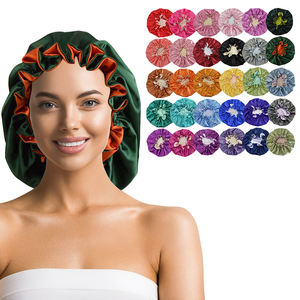 Vente en gros de bonnets de haute qualité pour femmes RTS double couche réglable réversible <span class=keywords><strong>bonnet</strong></span> en satin avec logo personnalisé pour dormir - Product Image 1
