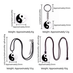 Collar de cristal al por mayor, negro y blanco, TaiChi YinYang, Howlite, Obsidiana, grabados redondos de <span class=keywords><strong>Bagua</strong></span> para el equilibrio, regalo - Product Image 3