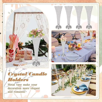Support de vase en métal moderne avec cristaux, en forme de trompette, pour centres de table, mariages, Noël, fêtes, banquets et célébrations