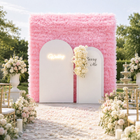 Mur de fleurs en tulle rose, ensemble de panneaux d'arche blanche, fleurs artificielles à lumière néon pour la décoration et les fournitures de mariage
