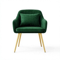 Sillón mecedora de terciopelo de lujo con patas de metal y cojín decorativo para dormitorio moderno y uso hotelero